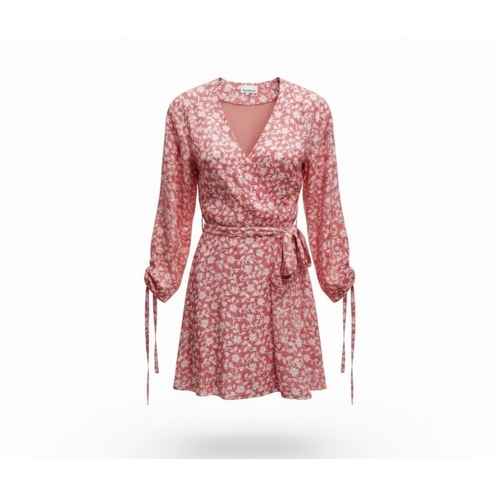 Heartloom Floral Wrap Dress XS Belted Lined Midi Dress Boho Feminine
